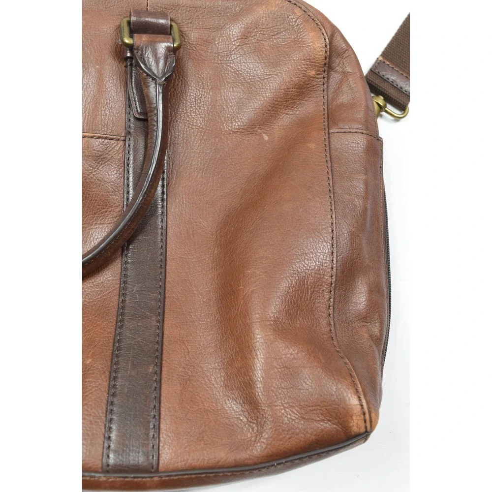 Fossil Evans Workbag Brown Leather Shoulder Strap Adjustable Commuter Travel